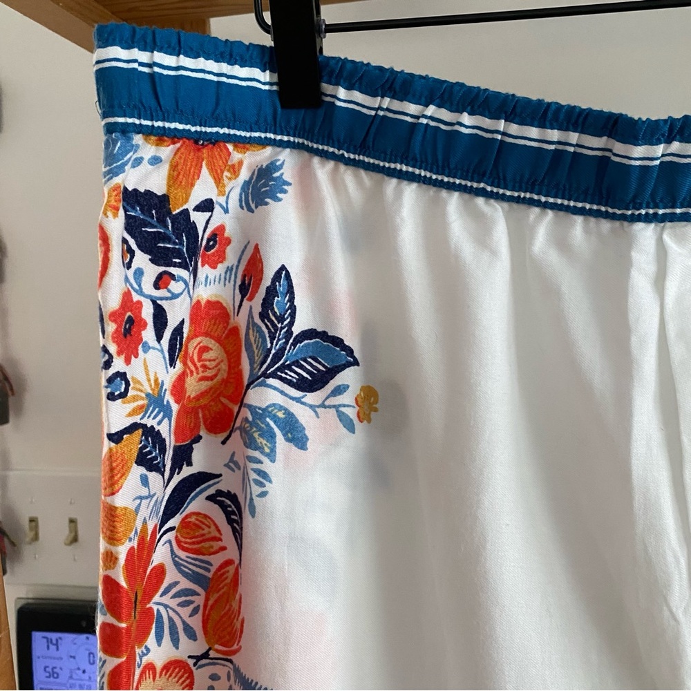 Anthropologie White Blue Orange Floral Print Pajama Pants XL - Picture 8 of 16